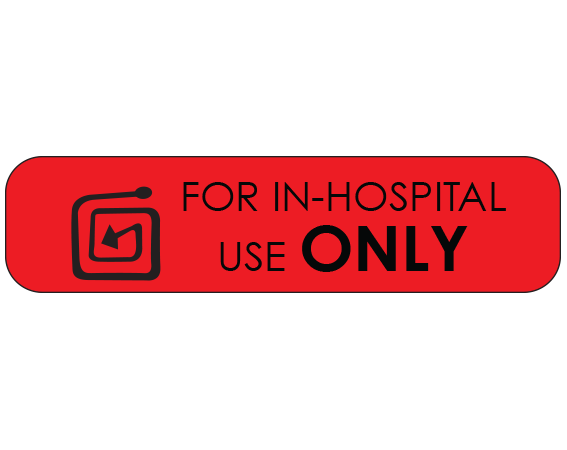 A-1071 Red 3/8" x 1-1/2" Pharmacy Auxiliary Labels for Prescription Containers - English Version - With Imprint: FOR IN-HOSPITAL / USE ONLY