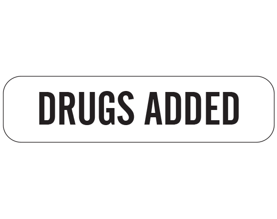 A-1091 White 3/8" x 1-1/2" Pharmacy Auxiliary Labels for Prescription Containers - English Version - With Imprint: DRUGS ADDED