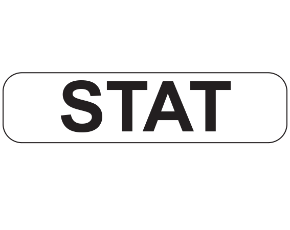 A-111-ES1 White 3/8" x 1-1/2" Pharmacy Auxiliary Labels for Prescription Containers - Spanish Version - With Imprint: (Spanish) STAT
