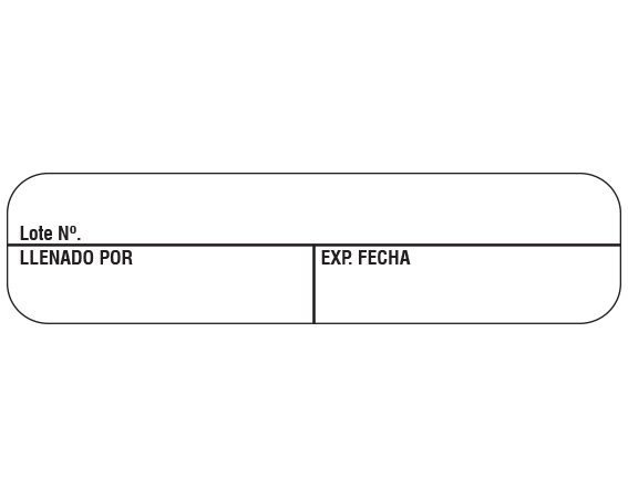 A-112-ES White 3/8" x 1-1/2" Pharmacy Auxiliary Labels for Prescription Containers - Spanish Version - With Imprint: (Spanish) LOT NO. / FILLED BY / EXP. DATE