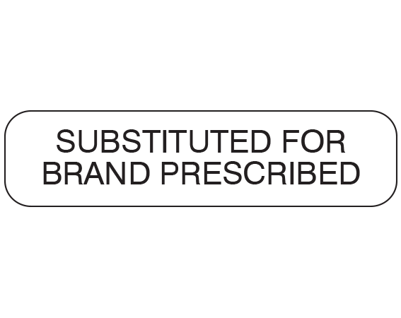 A-1131 White 3/8" x 1-1/2" Pharmacy Auxiliary Labels for Prescription Containers - English Version - With Imprint: SUBSTITUTED FOR / BRAND PRESCRIBED