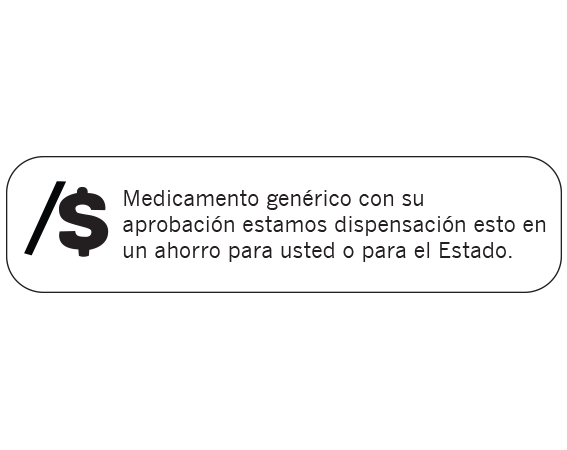A-116-ES White 3/8" x 1-1/2" Pharmacy Auxiliary Labels for Prescription Containers - Spanish Version - With Imprint: (Spanish) GENERIC DRUG WITH YOUR / APPROVAL WE ARE DISPENSING THIS AT / A SAVINGS TO YOU OR THE STATE