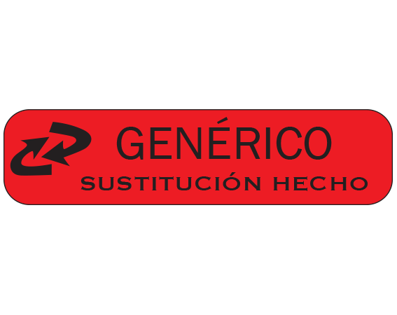 A-118-ES1 Red 3/8" x 1-1/2" Pharmacy Auxiliary Labels for Prescription Containers - Spanish Version - With Imprint: (Spanish) GENERIC / SUBSTITUTION MADE