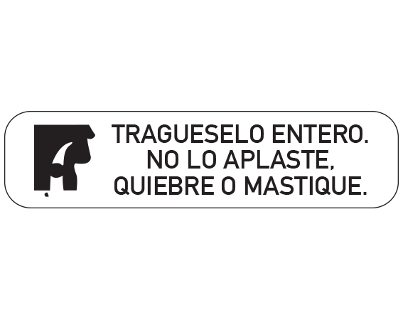 A-120-ES1 White 3/8" x 1-1/2" Pharmacy Auxiliary Labels for Prescription Containers - Spanish Version - With Imprint: TRAGUESELO ENTERO. / NO LO APLASTE