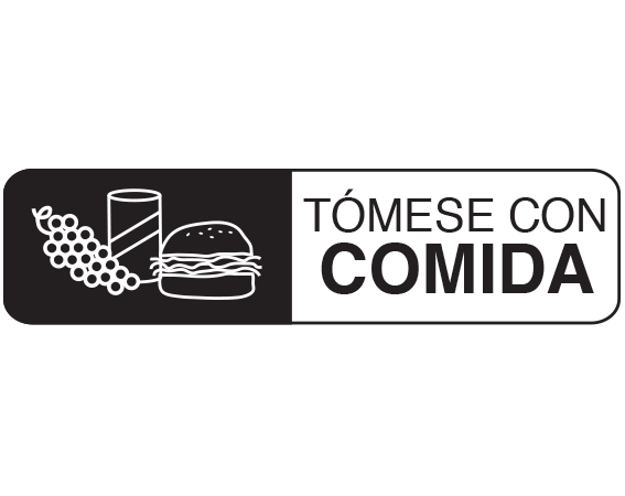 A-122-ES1 White 3/8" x 1-1/2" Pharmacy Auxiliary Labels for Prescription Containers - Spanish Version - With Imprint: (Spanish) TAKE WITH FOOD