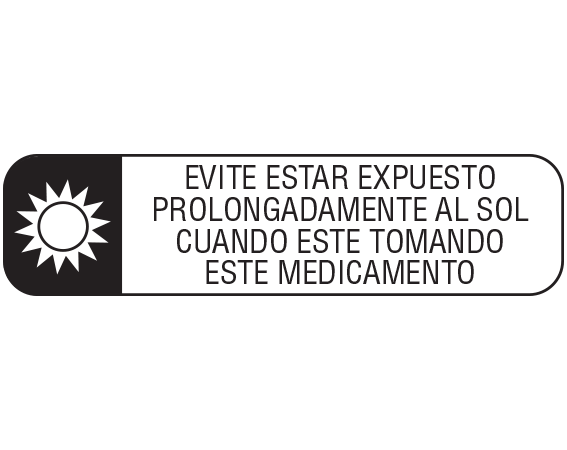 A-126-ES1 White 3/8" x 1-1/2" Pharmacy Auxiliary Labels for Prescription Containers - Spanish Version - With Imprint: (Spanish) AVOID PROLONGED / EXPOSURE TO SUNLIGHT / WHILE TAKING THIS MEDICATION