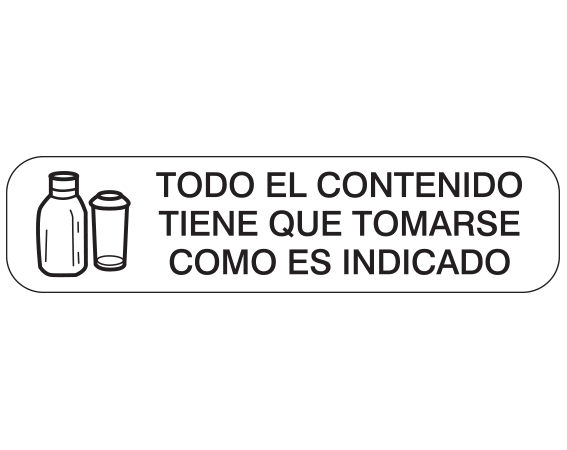 A-128-ES White 3/8" x 1-1/2" Pharmacy Auxiliary Labels for Prescription Containers - Spanish Version - With Imprint: (Spanish) ENTIRE CONTENTS / MUST BE TAKEN / AS DIRECTED.
