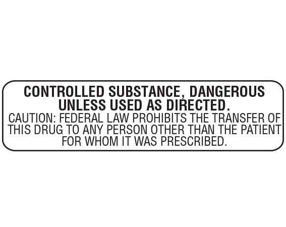 A-1301 White 3/8" x 1-1/2" Pharmacy Auxiliary Labels for Prescription Containers - English Version - With Imprint: CONTROLLED SUBSTANCE