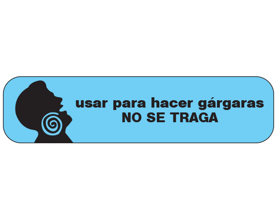 A-133-ES1 Blue 3/8" x 1-1/2" Pharmacy Auxiliary Labels for Prescription Containers - Spanish Version - With Imprint: (Spanish) USE AS A GARGLE / NOT TO BE SWALLOWED