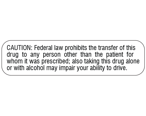 A-1393 White 3/8" x 1-1/2" Pharmacy Auxiliary Labels for Prescription Containers - English Version - With Imprint: CAUTION: FEDERAL LAW PROHIBITS THE TRANSFER OF THIS / DRUG TO ANY PERSON OTHER THAN THE PATIENT FOR / WHOM IT WAS PRESCRIBED; ALSO TAKING THIS DRUG ALONE / OR WITH ALCOHOL MAY IMPAIR YOUR ABILITY TO