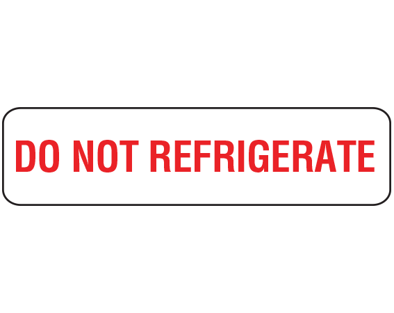 A-1461 White 3/8" x 1-1/2" Pharmacy Auxiliary Labels for Prescription Containers - English Version - With Imprint: DO NOT REFRIGERATE