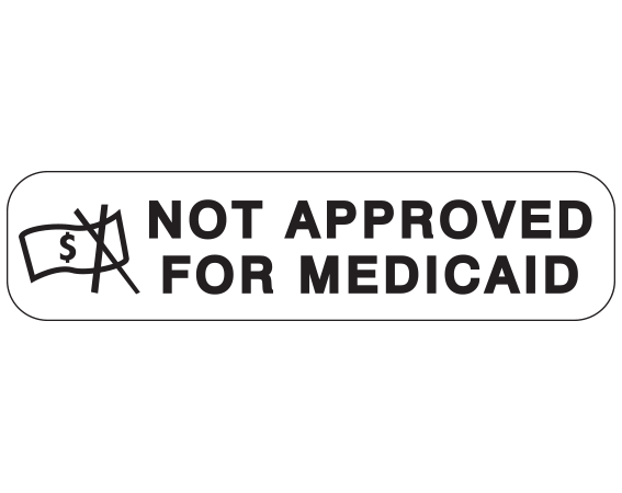 A-149 White 3/8" x 1-1/2" Pharmacy Auxiliary Labels for Prescription Containers - English Version - With Imprint: NOT APPROVED / FOR MEDICAID