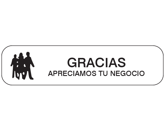 A-166-ES White 3/8" x 1-1/2" Pharmacy Auxiliary Labels for Prescription Containers - Spanish Version - With Imprint: (Spanish) THANK YOU / WE APPRECIATE YOUR BUSINESS