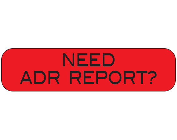 A-200 Red 3/8" x 1-1/2" Pharmacy Auxiliary Labels for Prescription Containers - English Version - With Imprint: NEED / ADR REPORT...