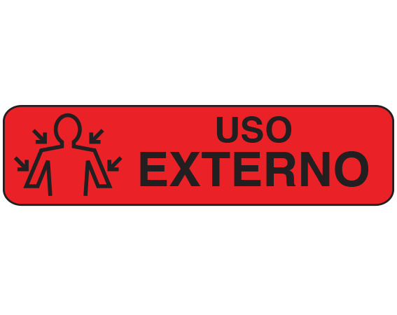A-30-ES Red 3/8" x 1-1/2" Pharmacy Auxiliary Labels for Prescription Containers - Spanish Version - With Imprint: (Spanish) FOR EXTERNAL USE / ONLY