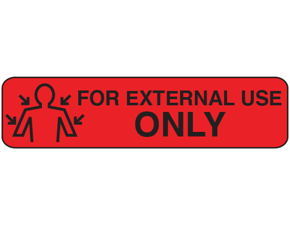A-30 Red 3/8" x 1-1/2" Pharmacy Auxiliary Labels for Prescription Containers - English Version - With Imprint: FOR EXTERNAL USE / ONLY