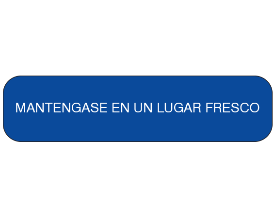 A-33-ES White 3/8" x 1-1/2" Pharmacy Auxiliary Labels for Prescription Containers - Spanish Version - With Imprint: (Spanish) KEEP IN A COOL PLACE