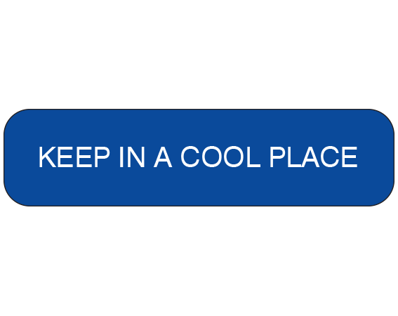 A-33 White 3/8" x 1-1/2" Pharmacy Auxiliary Labels for Prescription Containers - English Version - With Imprint: KEEP IN A COOL PLACE