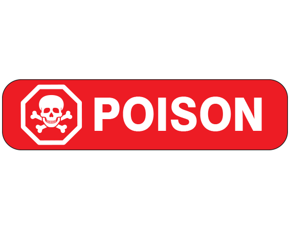 A-342 Red 3/8" x 1-1/2" Pharmacy Auxiliary Labels for Prescription Containers - Spanish Version - With Imprint: (Spanish) POISON