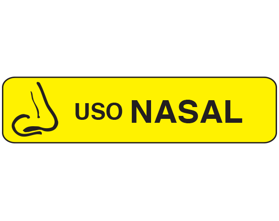 A-40-ES Yellow 3/8" x 1-1/2" Pharmacy Auxiliary Labels for Prescription Containers - Spanish Version - With Imprint: (Spanish) FOR THE NOSE