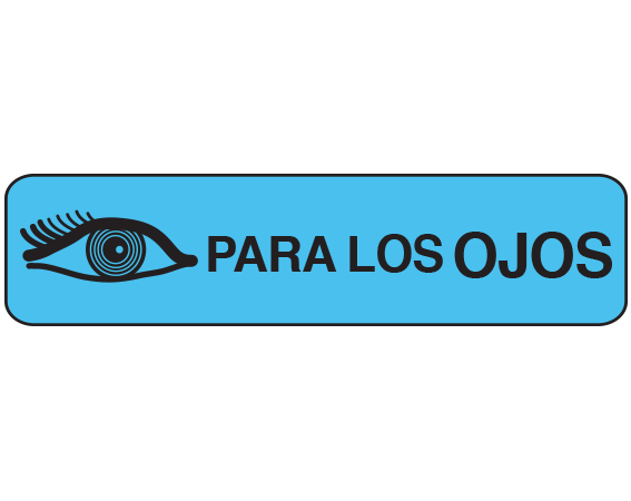 A-41-ES Blue 3/8" x 1-1/2" Pharmacy Auxiliary Labels for Prescription Containers - Spanish Version - With Imprint: (Spanish) FOR THE EYE