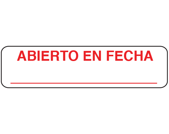 A-414-ES White 3/8" x 1-1/2" Pharmacy Auxiliary Labels for Prescription Containers - Spanish Version - With Imprint: (Spanish) DATE OPENED _____________