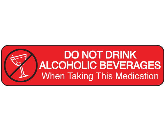 A-47 Red 3/8" x 1-1/2" Pharmacy Auxiliary Labels for Prescription Containers - English Version - With Imprint: DO NOT DRINK / ALCOHOLIC BEVERAGES / WHEN TAKING THIS MEDICATION