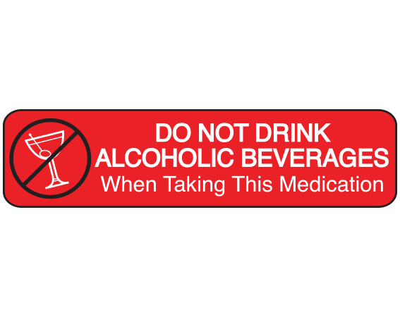 A-471 Red 3/8" x 1-1/2" Pharmacy Auxiliary Labels for Prescription Containers - English Version - With Imprint: DO NOT DRINK / ALCOHOLIC BEVERAGES / WHEN TAKING THIS MEDICATION