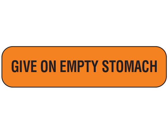 A-503 Orange 3/8" x 1-1/2" Pharmacy Auxiliary Labels for Prescription Containers - English Version - With Imprint: GIVE ON EMPTY STOMACH