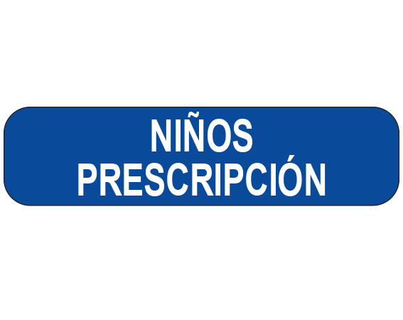 A-52-ES White 3/8" x 1-1/2" Pharmacy Auxiliary Labels for Prescription Containers - Spanish Version - With Imprint: (Spanish) CHILDREN'S / PRESCRIPTION