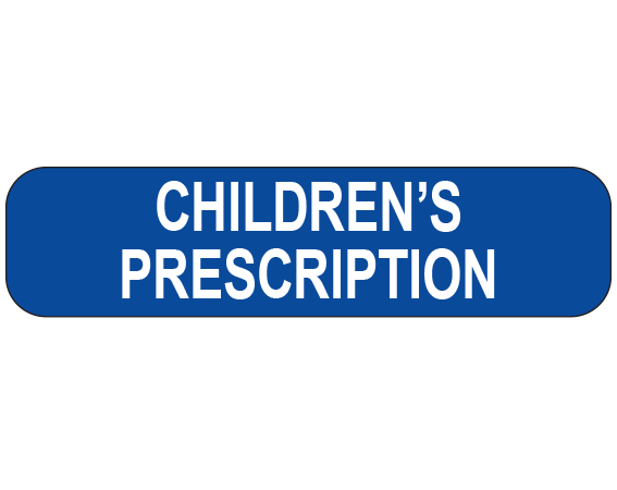 A-52 White 3/8" x 1-1/2" Pharmacy Auxiliary Labels for Prescription Containers - English Version - With Imprint: CHILDREN'S / PRESCRIPTION