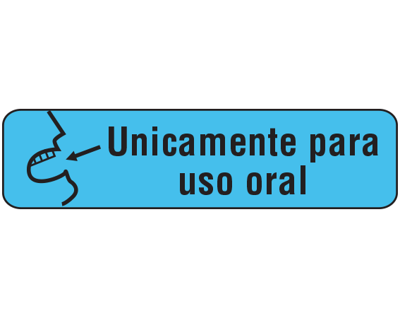 A-55-ES1 Blue 3/8" x 1-1/2" Pharmacy Auxiliary Labels for Prescription Containers - Spanish Version - With Imprint: (Spanish) FOR ORAL USE / ONLY