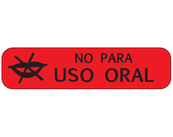 A-56-ES1 Red 3/8" x 1-1/2" Pharmacy Auxiliary Labels for Prescription Containers - Spanish Version - With Imprint: (Spanish) NOT TO BE TAKEN / BY MOUTH