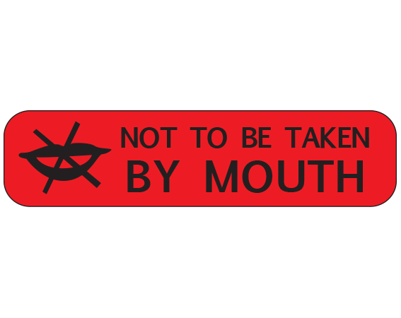 A-56 Red 3/8" x 1-1/2" Pharmacy Auxiliary Labels for Prescription Containers - English Version - With Imprint: NOT TO BE TAKEN / BY MOUTH
