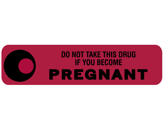 A-63D Red 3/8" x 1-1/2" Pharmacy Auxiliary Labels for Prescription Containers - English Version - With Imprint: DO NOT TAKE THIS DRUG / IF YOU BECOME / PREGNANT