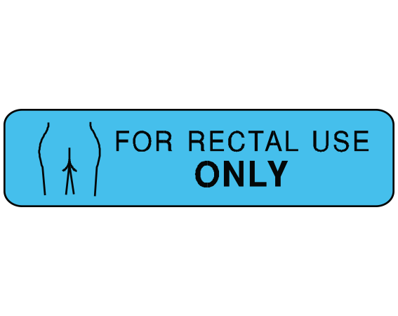 A-64D Blue 3/8" x 1-1/2" Pharmacy Auxiliary Labels for Prescription Containers - English Version - With Imprint: FOR RECTAL USE / ONLY