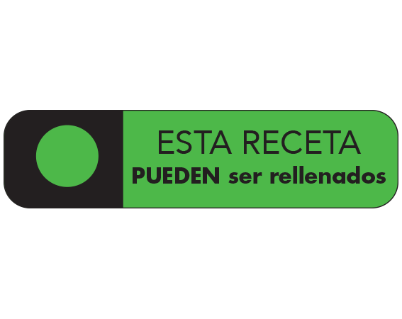 A-73-ES1 Green 3/8" x 1-1/2" Pharmacy Auxiliary Labels for Prescription Containers - Spanish Version - With Imprint: (Spanish) THIS PRESCRIPTION / MAY BE REFILLED