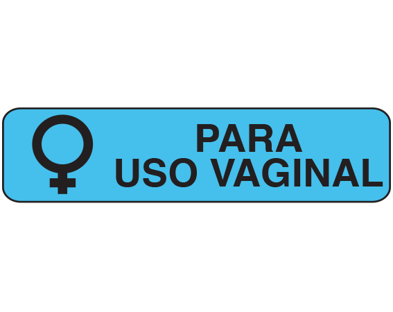 A-74-ES Blue 3/8" x 1-1/2" Pharmacy Auxiliary Labels for Prescription Containers - Spanish Version - With Imprint: (Spanish) FOR VAGINAL / USE ONLY