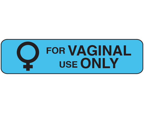 A-741 Blue 3/8" x 1-1/2" Pharmacy Auxiliary Labels for Prescription Containers - English Version - With Imprint: FOR VAGINAL / USE ONLY