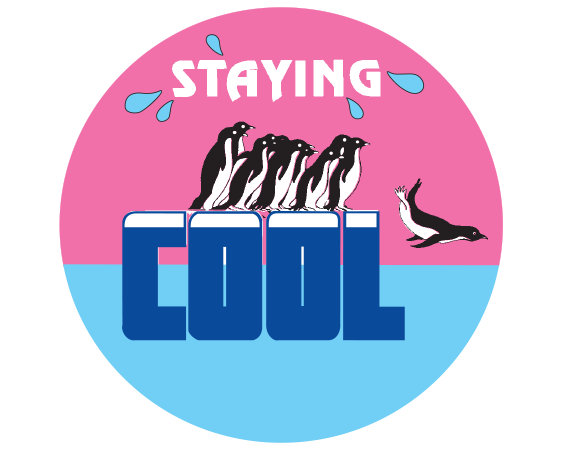 AWARD-101 White 1-3/4" DIAMETER Pediatric Award Stickers - With Imprint: STAYING / COOL / PENGUINS PICTURED