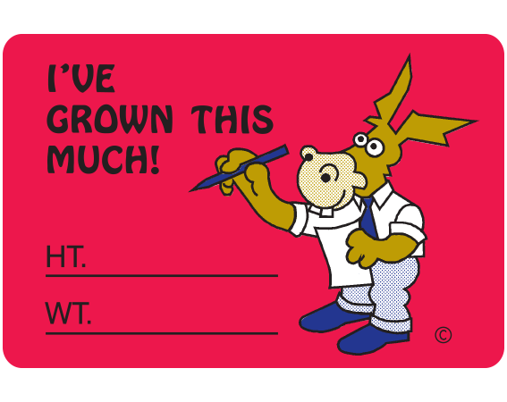 AWARD-11 White 2" x 3" Pediatric Award Stickers - With Imprint: I'VE / GROWN THIS / MUCH! / HT. _____ / WT. _____ / DONKEY PICTURED