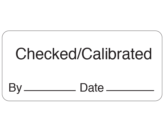 ME-11-1 White 1" x 2-1/4" Biomedical Engineering Equipment Labels - With Imprint: Checked/Calibrated / By _____ Date _____