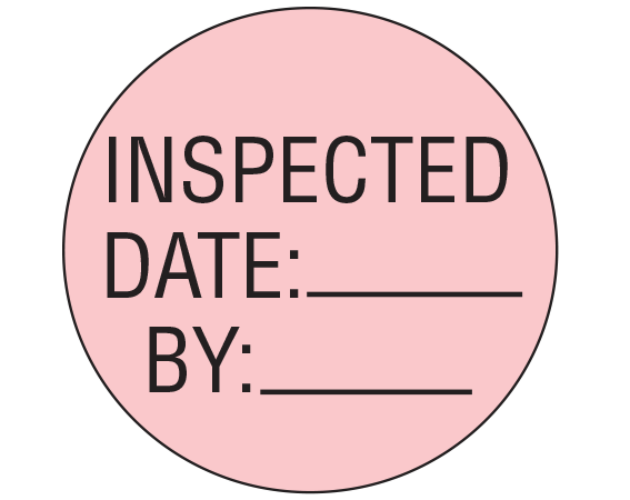 ME-15-7 Pink 1" DIAMETER Biomedical Engineering Equipment Labels - With Imprint: INSPECTED / DATE: _____ / BY: _____