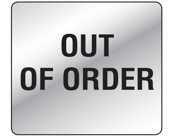 ME-16-SM Silver 2" x 2-1/4" Biomedical Engineering Equipment Labels - With Imprint: OUT / OF ORDER