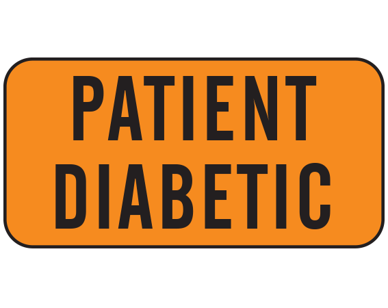 NL-1081 Orange 3/4" x 1-1/2" Nursing Labels for Instruction and Communication - With Imprint: PATIENT DIABETIC