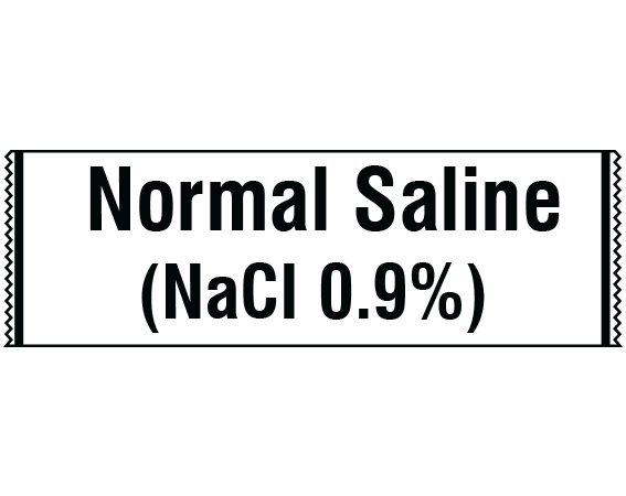 SA-3242 White 1/2" x 500" Anesthesia Drug Labels for Syringe Identification - Tape Form - With Imprint: NORMAL SALINE / (NaCl 0.9%)