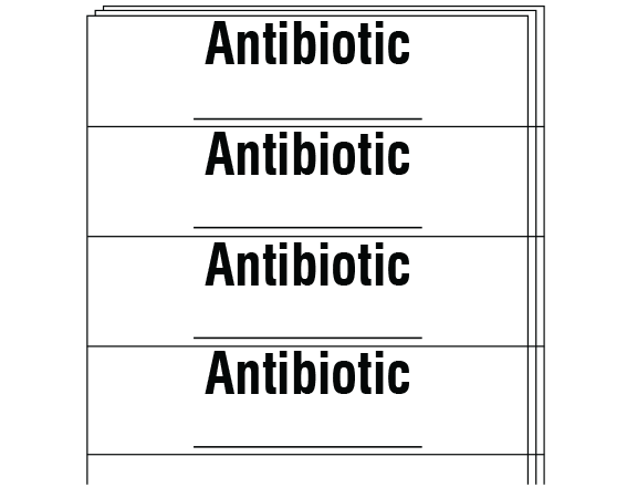 SA-329-PK White 1/2" x 2" Anesthesia Drug Labels for Syringe Identification - Pack Form - With Imprint: ANTIBIOTIC / _____