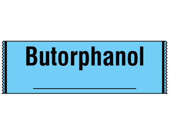 SAV-943 Blue 1/2" x 500" Anesthesia Drug Labels for Veterinary Syringe Identification - Tape Form - With Imprint: Butorphanol / _____