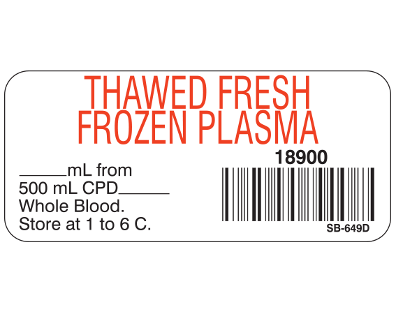 SB-649D Blood Product Labels w/ Codabar Symbology