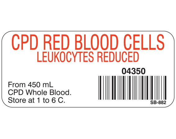 SB-882 Blood Product Labels w/ Codabar Symbology